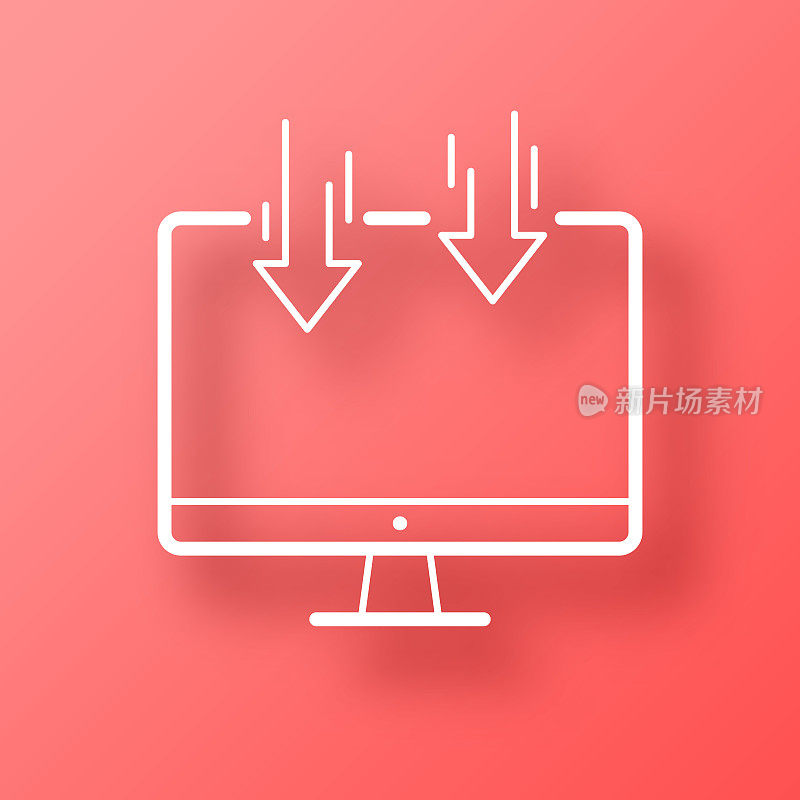 发送到桌面计算机。图标在红色背景与阴影