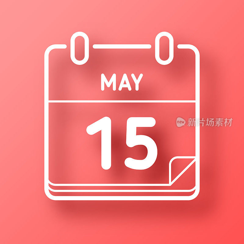 5月15日。图标在红色背景与阴影