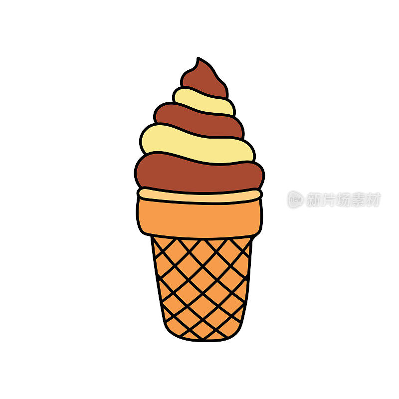 孩子们画卡通矢量插图冰淇淋图标隔离在白色背景上