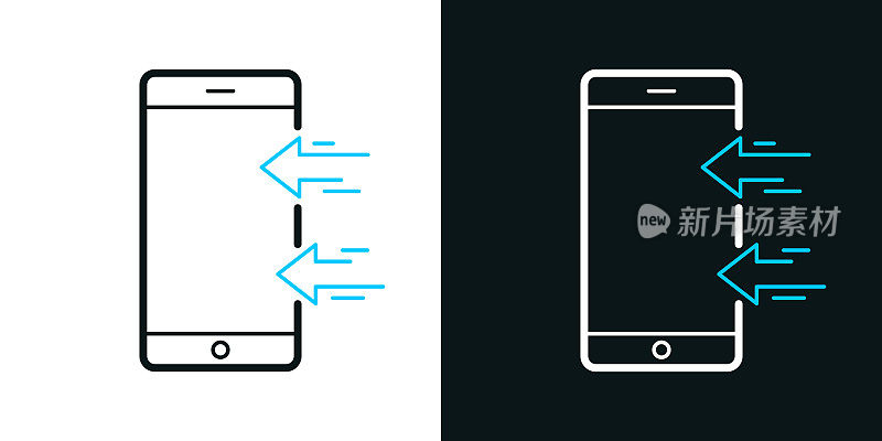 发送到智能手机。黑色或白色背景上的双色线条图标-可编辑笔触