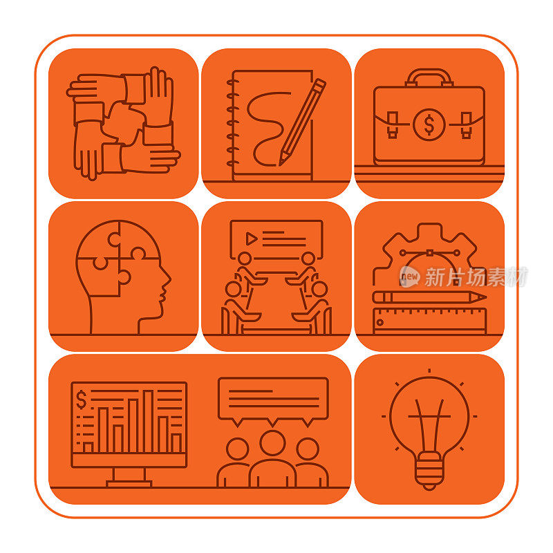 启动横幅线图标集设计