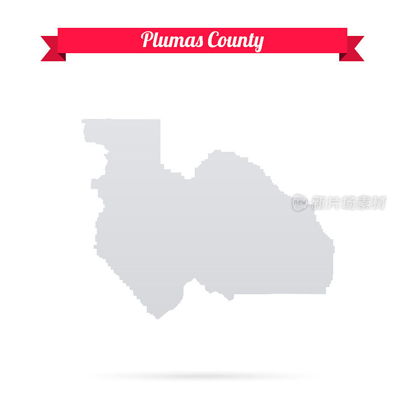 加州普拉马斯县。白底红旗地图
