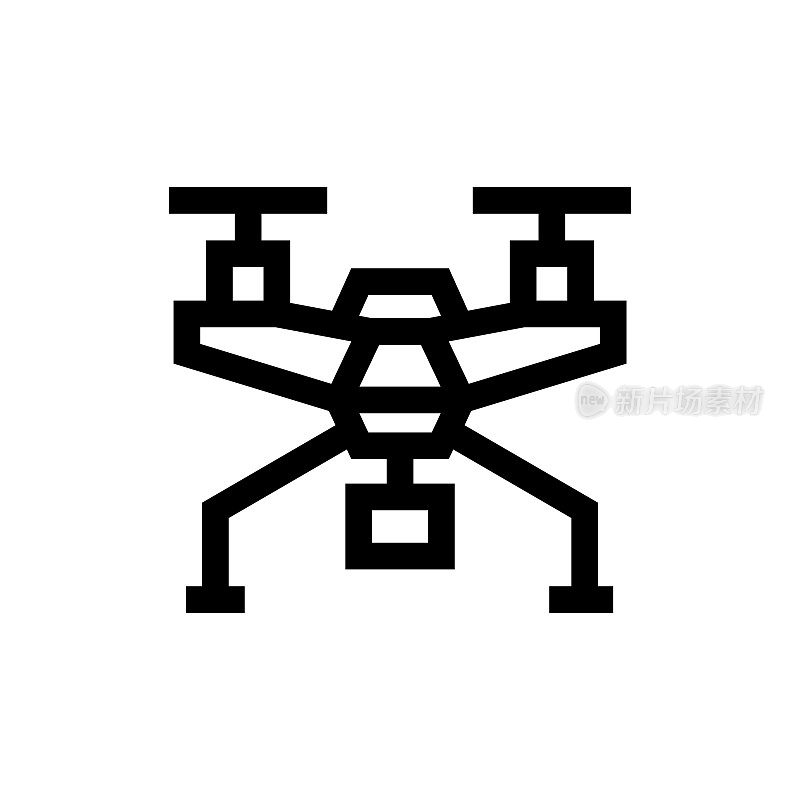 无人机线图标，设计，像素完美，可编辑笔触。标志、标志、符号。摄影、摄像机。