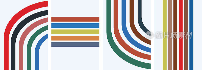 矢量彩虹颜色条纹图案设计横幅模板抽象背景集合