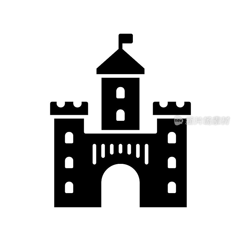 城堡黑线和填充矢量图标