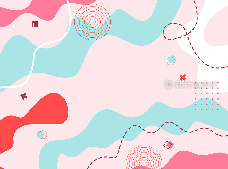 抽象液体粉彩背景与几何元素矢量