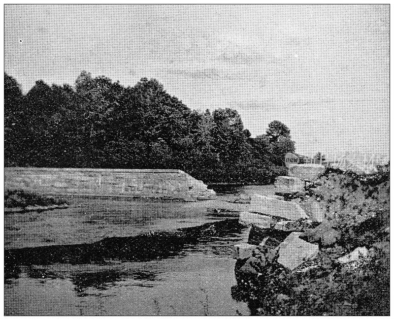 汉普顿县，马萨诸塞州的古董图像:老桥，印第安果园