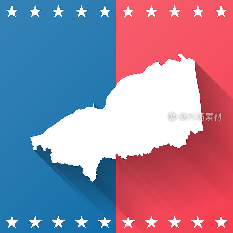 普莱森特县，西弗吉尼亚州。地图在蓝色和红色的背景