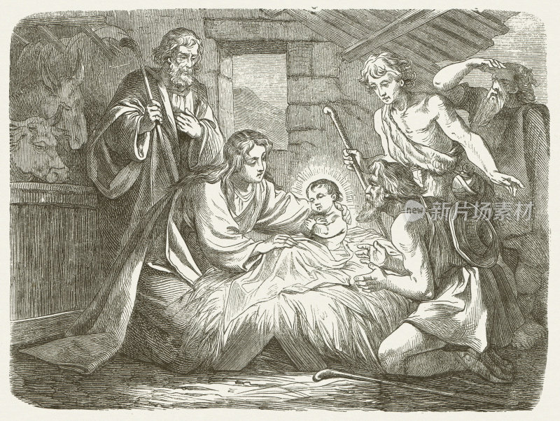 圣诞木刻，1877年出版