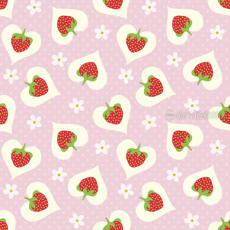 草莓花无缝图案