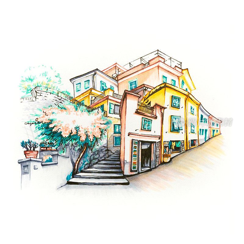 意大利利格里马纳罗拉五颜六色的房子