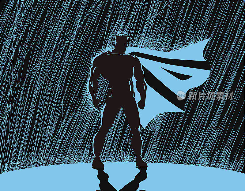 超级英雄在雨中