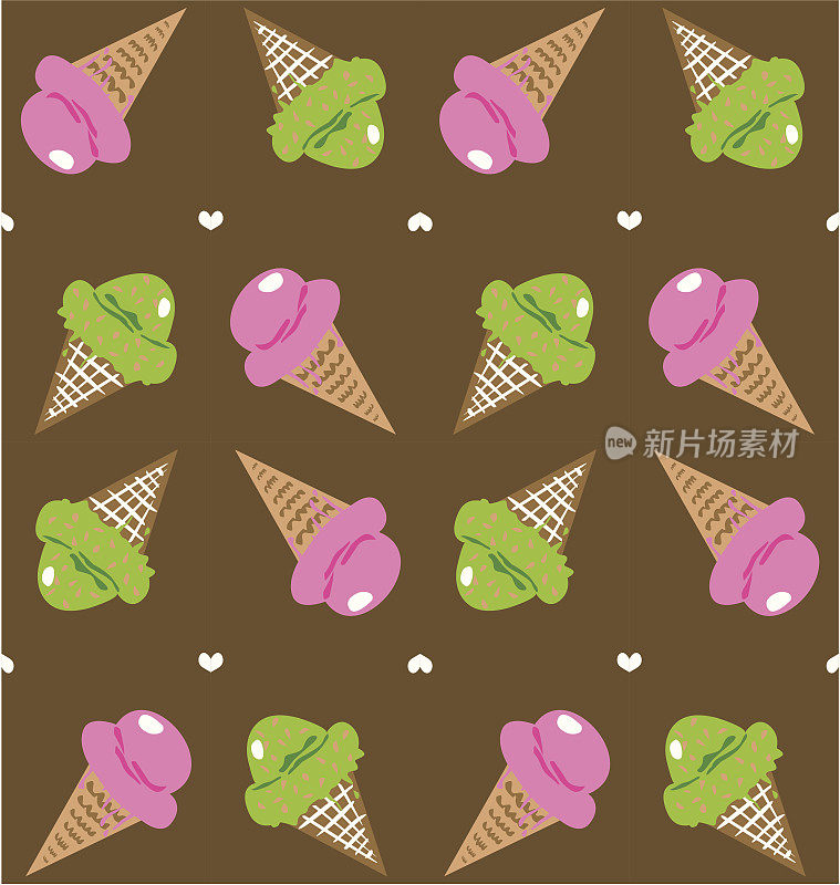 无缝冰淇淋图案(矢量)