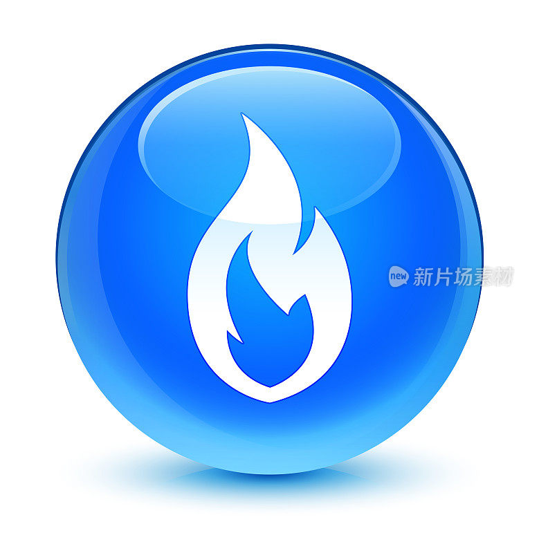 火焰火焰图标玻璃蓝色圆形按钮