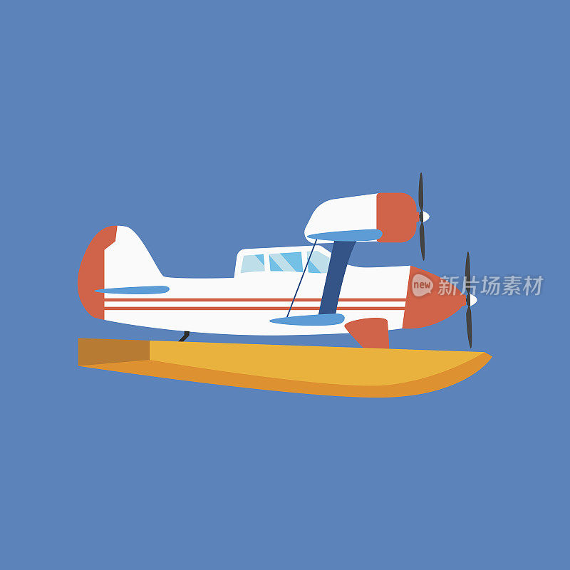 现代两栖水上飞机漂浮在空中和水上