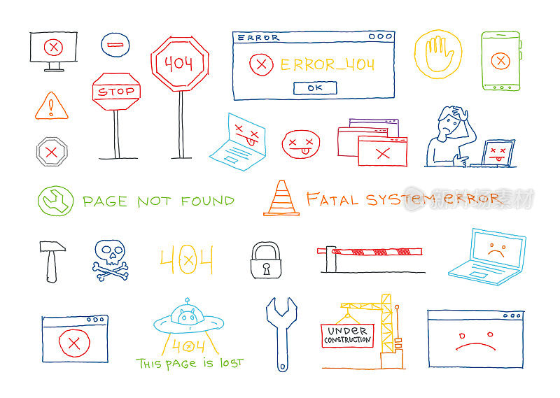 手绘组404系统错误页没有找到矢量草图