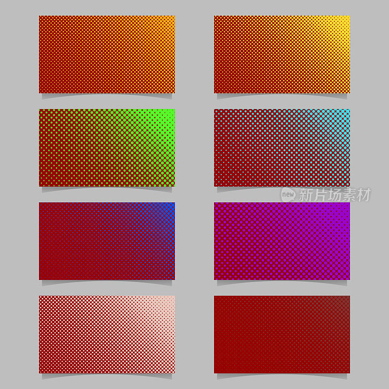 彩色抽象半色调网点图案名片背景设计集-向量名片图形与彩色圆圈