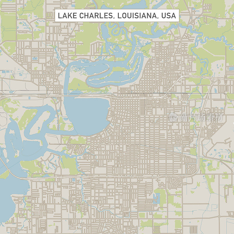 查尔斯湖路易斯安娜美国城市街道地图