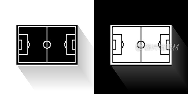 足球场黑色和白色与长影子的图标