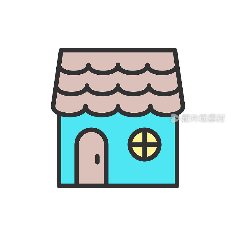 房子、家、建筑、村舍等单色线条图标。
