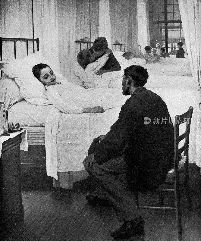 亨利-朱尔斯-让-杰弗里的《医院来访日》——19世纪