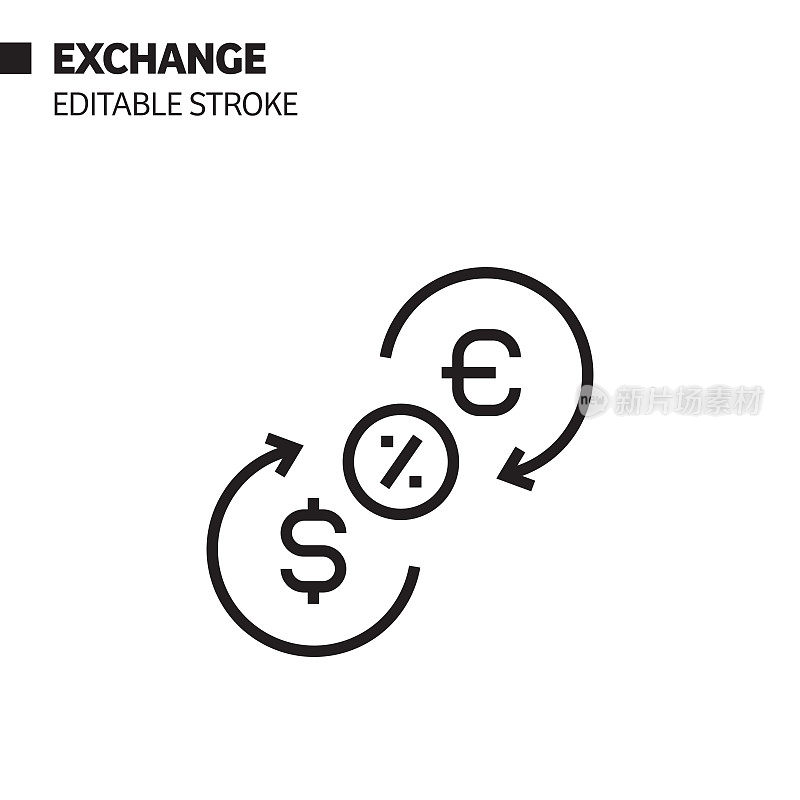交换线图标，轮廓向量符号插图。完美像素，可编辑的描边。