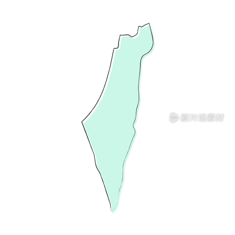 以色列地图手绘在白色的背景-时尚的设计