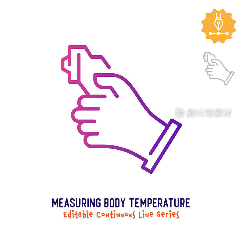 测量体温连续线可编辑的笔触图标