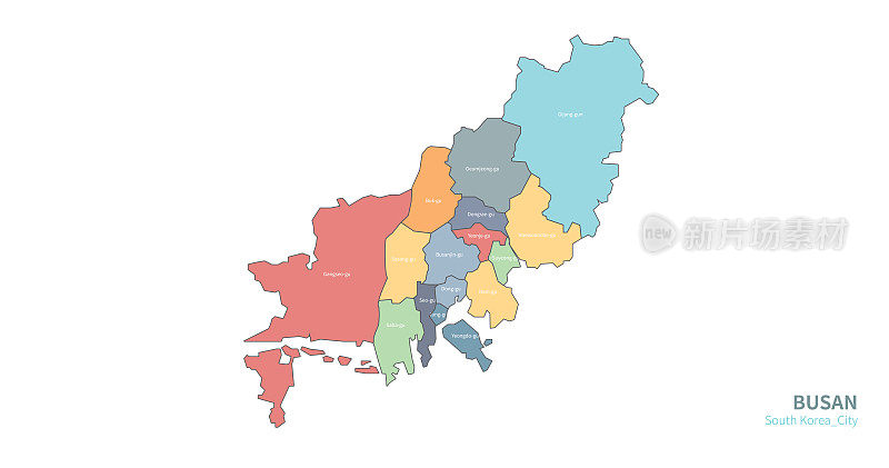 釜山的地图。韩国师矢量地图。