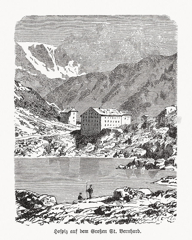 圣伯纳德临终关怀中心，瑞士，木刻，1893年出版