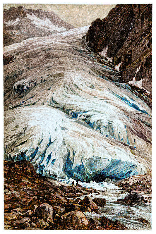 瑞士瓦莱州的罗纳冰川