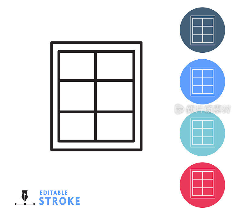 居家效率居家窗口细线图标设置-可编辑的笔触