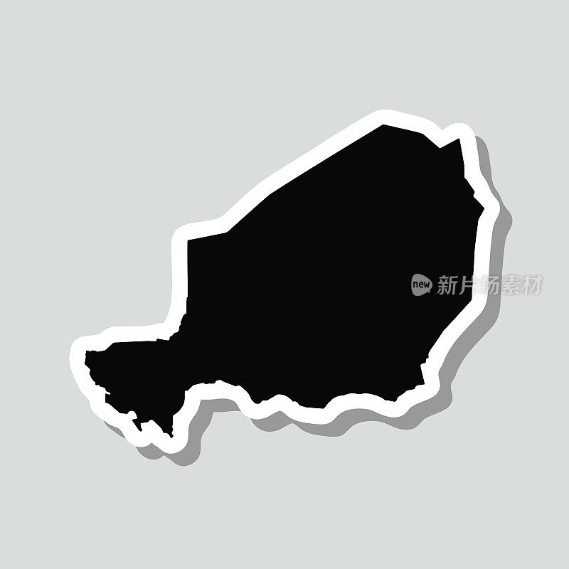 尼日尔地图贴纸上的灰色背景