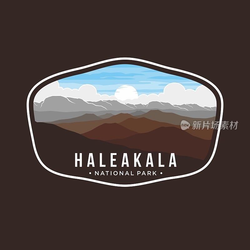 哈雷阿卡拉国家公园徽章补丁图标插图在黑暗的背景