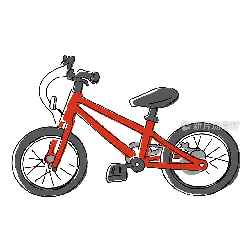 矢量插图的自行车和儿童的自行车红色