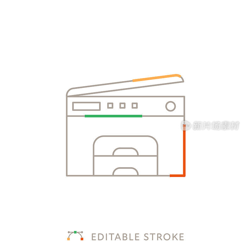 具有可编辑Stroke的复印机多色线图标