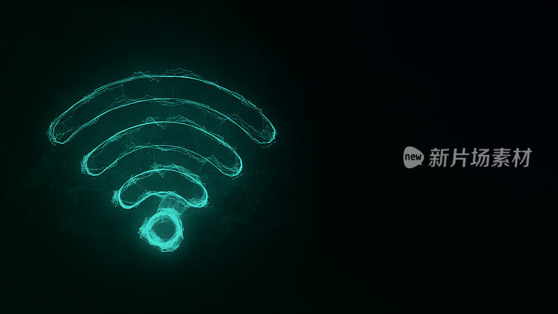 Wi-fi无线互联网图标与丛效应。用点连接的线。插图