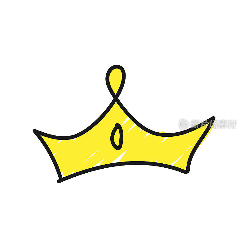 手绘的皇冠孤立在白色背景上。涂鸦风格。VIP和王者的理念。矢量图
