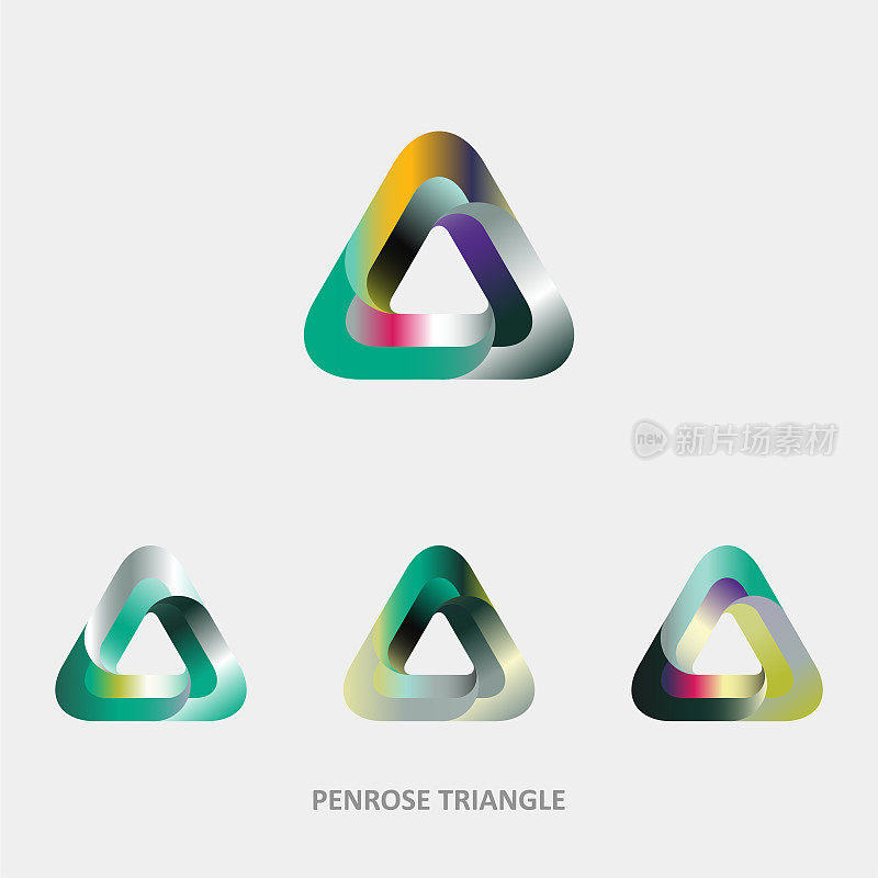 摘要无穷梯度Penrose三角形图案集合