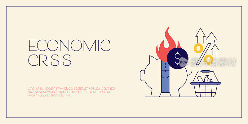 与经济危机相关的矢量概念插图。衰退，危机，经济，失业。