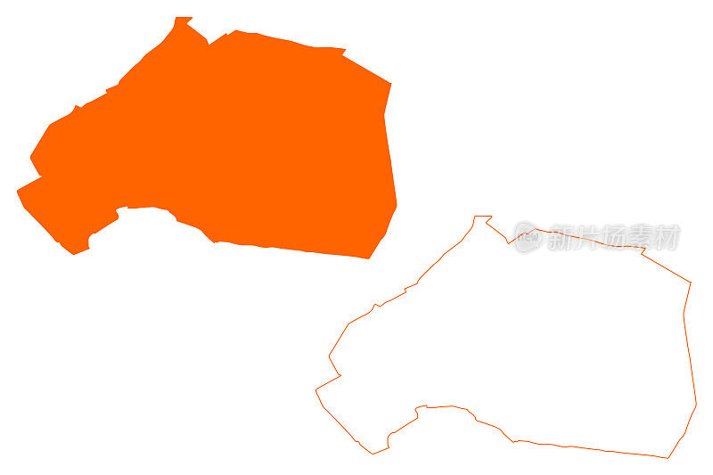 布伦森姆市(荷兰王国、荷兰林堡省)地图矢量插图，随手画布伦森姆地图草图