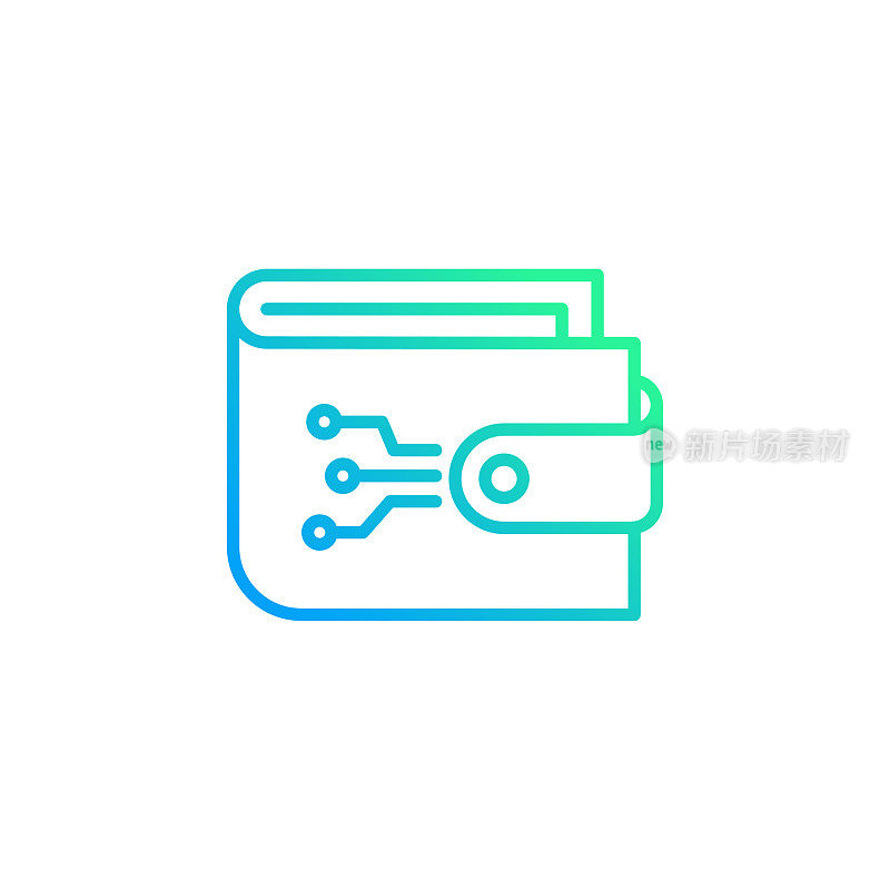 数字钱包梯度线图标。Icon适用于网页设计、移动应用、UI、UX和GUI设计。