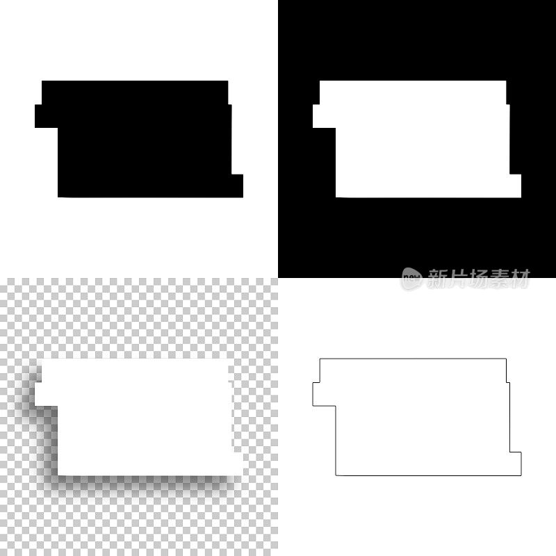 蒙大拿州丹尼尔斯县。设计地图。空白，白色和黑色背景