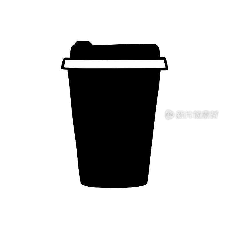 手绘咖啡图标矢量插图。采购产品美式咖啡，拿铁，咖啡，餐厅，饮料。