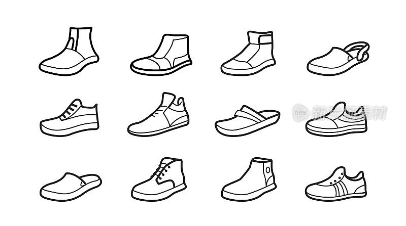 轮廓矢量简单的鞋子图标