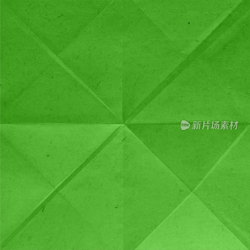明亮的鹦鹉绿色彩色折叠折痕纸的方形矢量背景与折叠，折痕像一个空白的白纸白纸折纸页