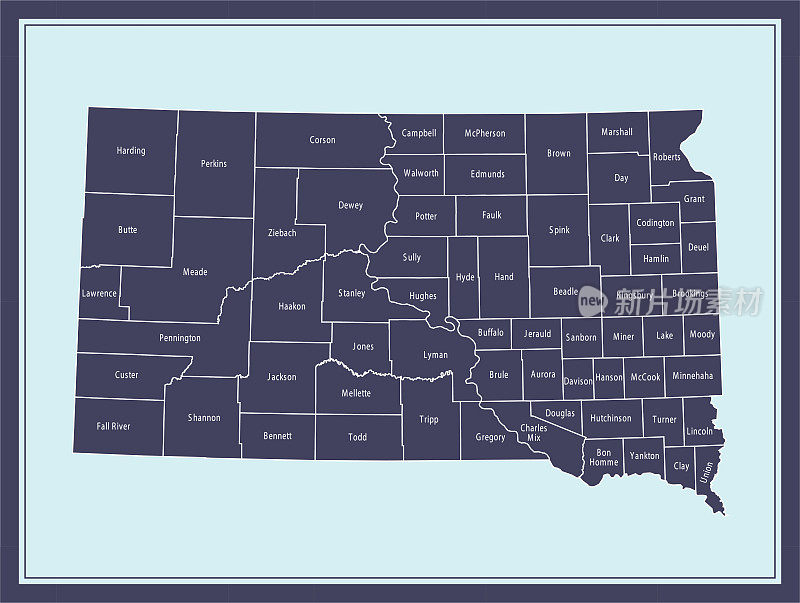 南达科他州县地图可下载
