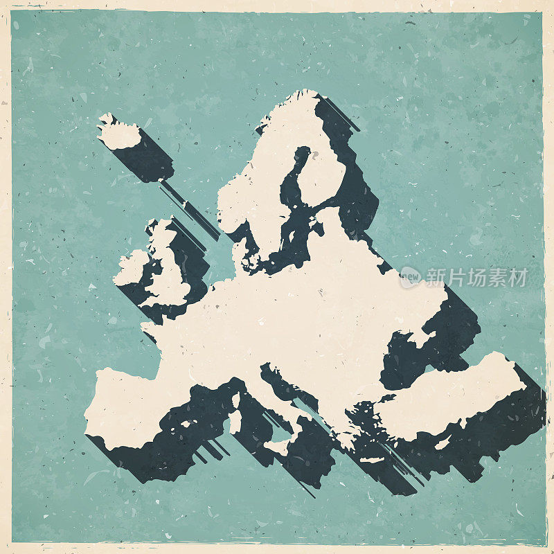 欧洲地图复古风格-旧纹理纸