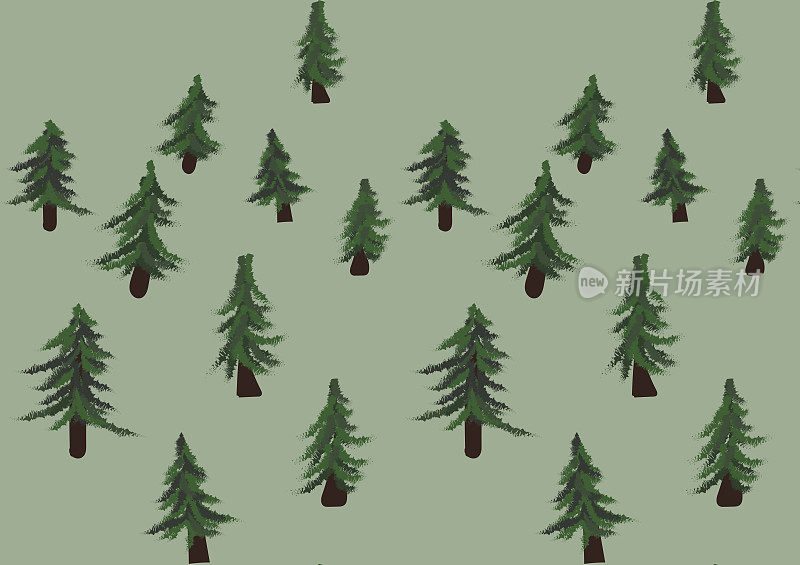 圣诞常绿森林无缝图案上的绿色背景
