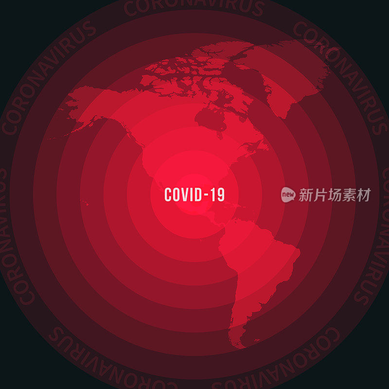 美国地图与COVID-19的传播。冠状病毒爆发